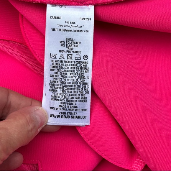 Ted Baker Sharlot Fit & Flare Pink Cap Sleeve Mesh Panel Dress | Size Medium - Picture 9 of 16